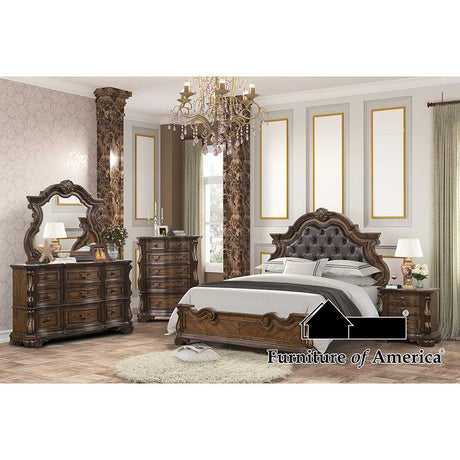 Furniture of America Leovanni E.King Uph Bed, Dark Brown