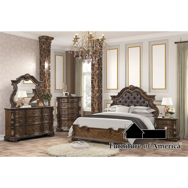 Furniture of America Leovanni E.King Uph Bed, Dark Brown