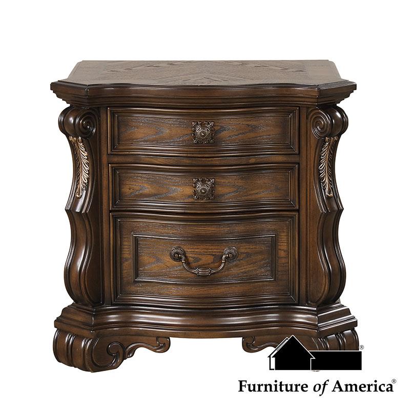 Furniture of America Leovanni Nightstand W/ USB A-C, Dark Brown