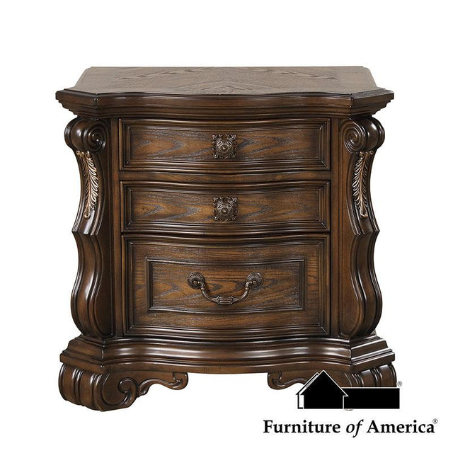 Furniture of America Leovanni Nightstand W/ USB A-C, Dark Brown