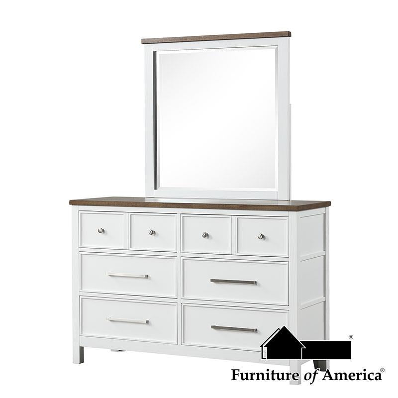 Furniture of America Pinetop Mirror, White/Dark Brown