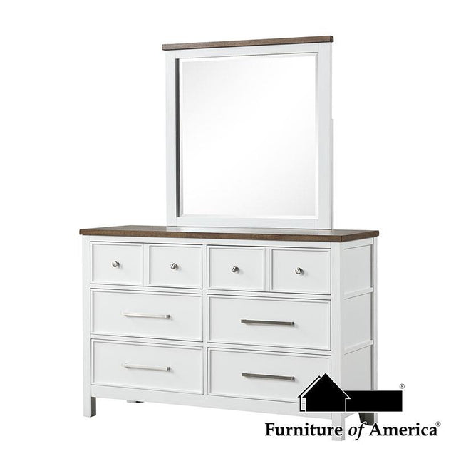 Furniture of America Pinetop Mirror, White/Dark Brown