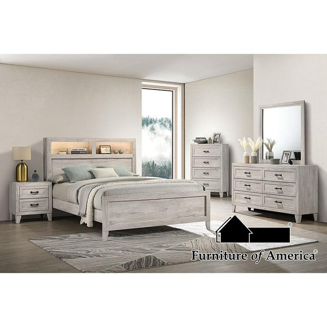Furniture of America Mysen E.King Bed, White Wash