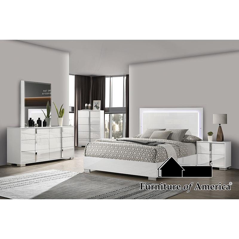 Furniture of America Sinistra E.King Bed, White