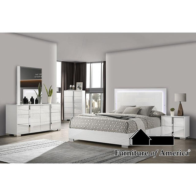 Furniture of America Sinistra E.King Bed, White