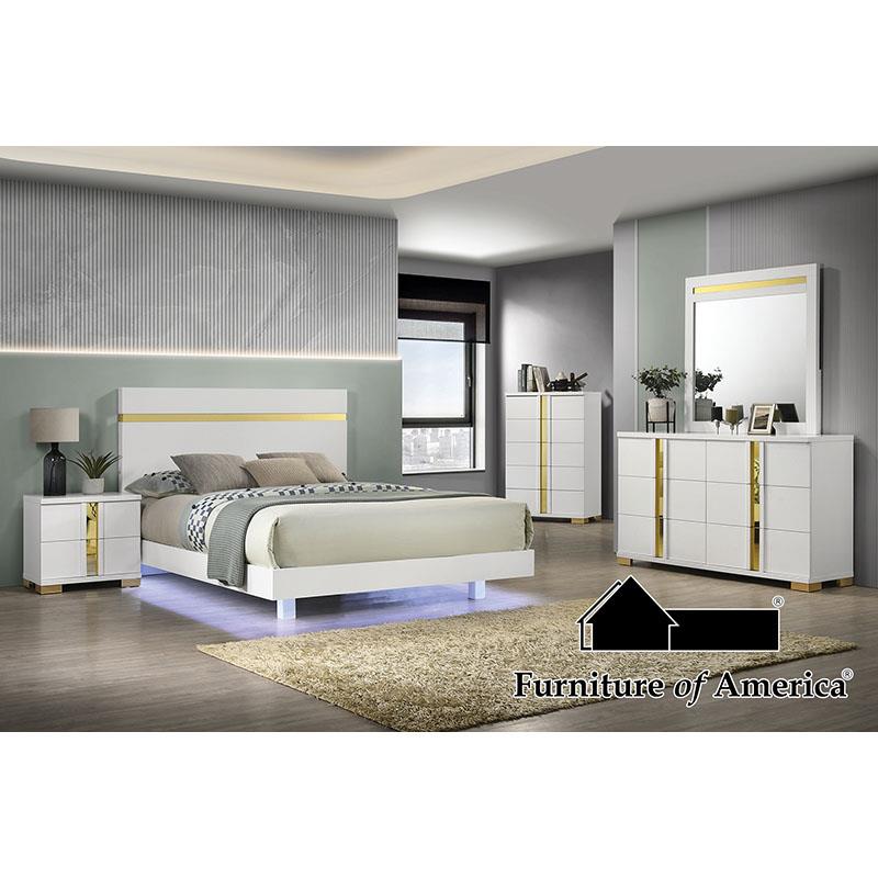 Furniture of America Lillestrom Dresser, White/Gold