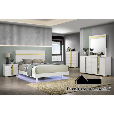 Furniture of America Lillestrom Dresser, White/Gold