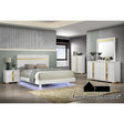Furniture of America Lillestrom E.King Bed, White/Gold