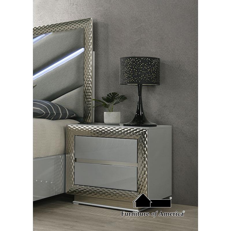 Furniture of America Ventnor Nightstand, Gray