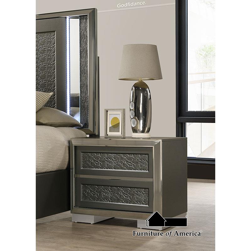 Furniture of America Leyland Nightstand, Dark Gray