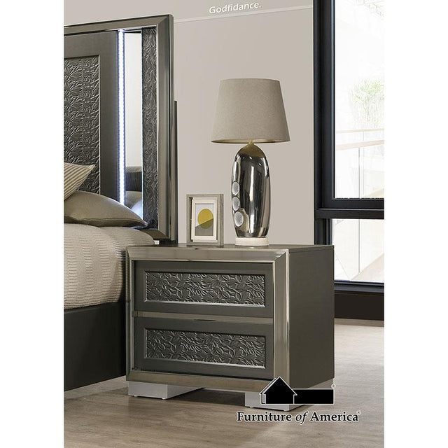 Furniture of America Leyland Nightstand, Dark Gray