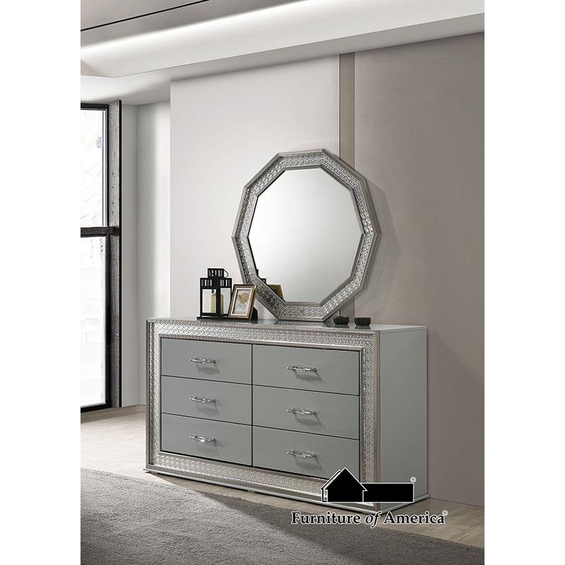 Furniture of America Cassiopeia Dresser, Metallic Gray