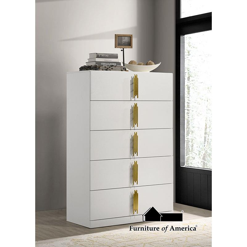 Furniture of America Basildon Chest, White/Gold