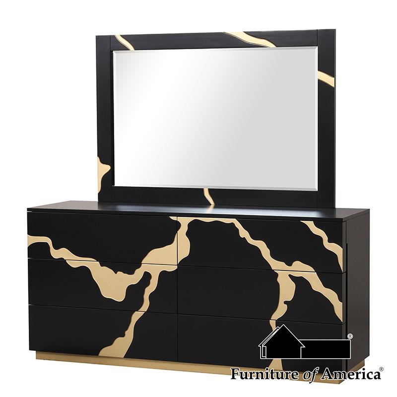Furniture of America Goldsberg Dresser, Black/Gold