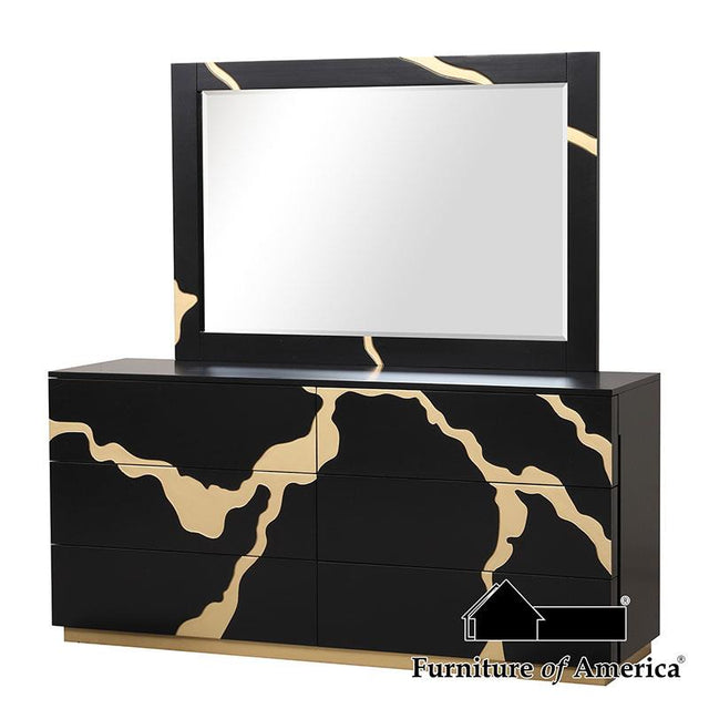 Furniture of America Goldsberg Dresser, Black/Gold