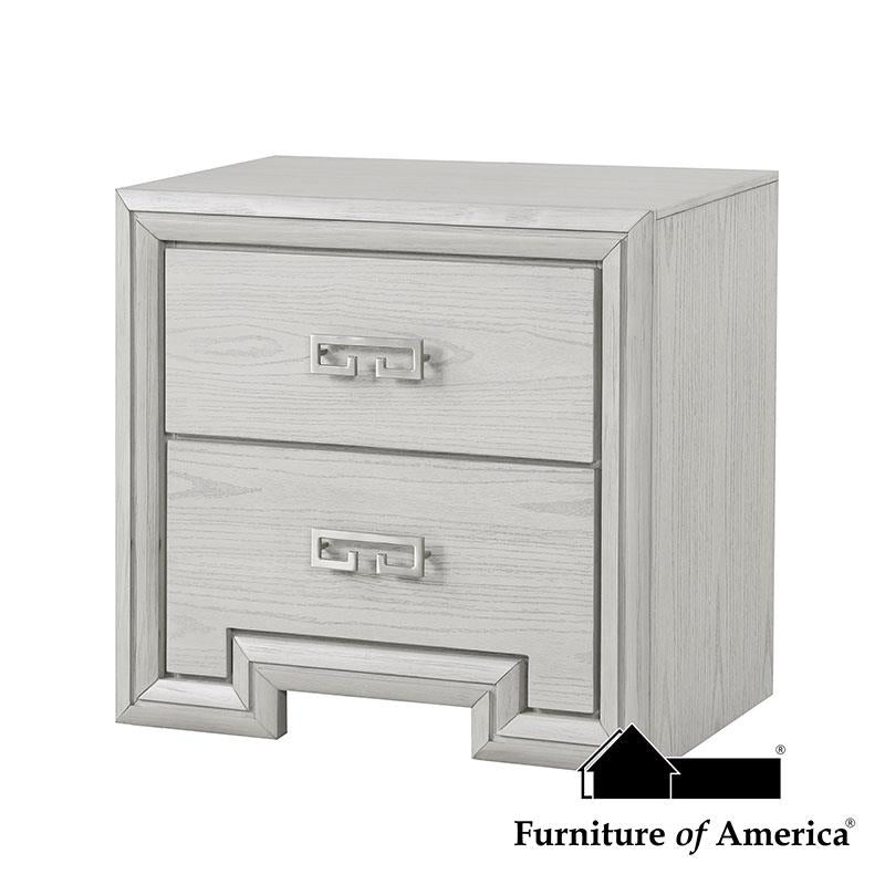 Furniture of America Basilone Nightstand, Rustic White