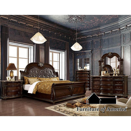 Furniture of America Fromberg Nightstand, Brown Cherry