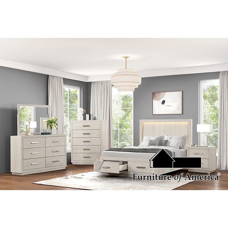 Furniture of America Wellingborough Queen Bed, Light Gray