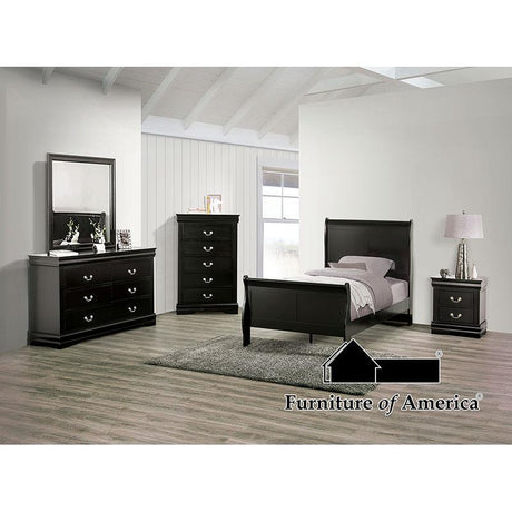 Furniture of America Louis Philippe Twin Bed, Black