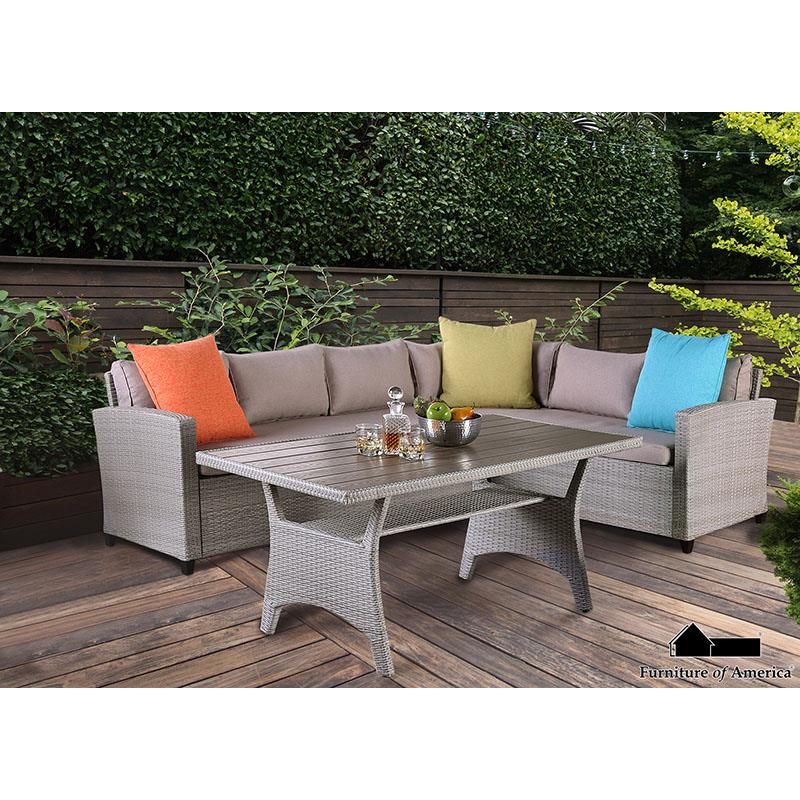 Furniture of America Kimara 3 Pc. Patio Dining Set, Gray