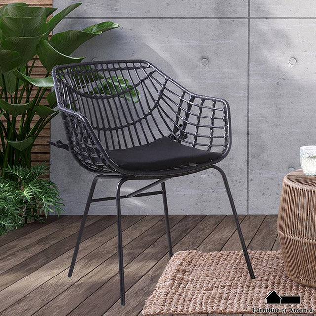 Furniture of America Nya Patio Chair (2/CTN), Black