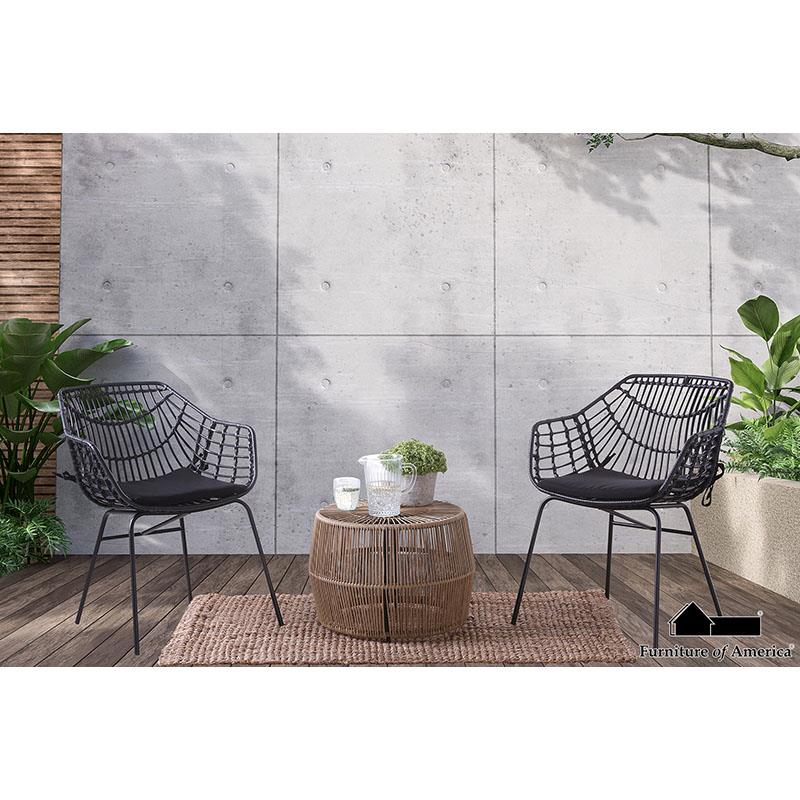 Furniture of America Zuberi 3 Pc. Patio Conversation Set, Black