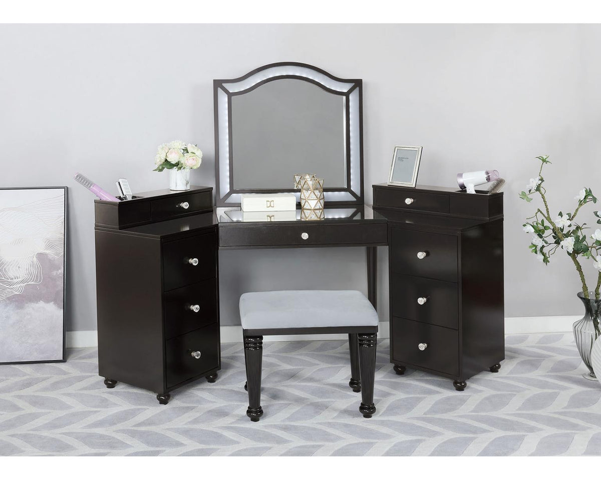 Furniture of America Tracie Vanity Set, Obsidian Gray