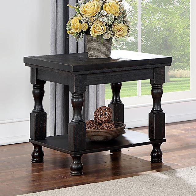 Furniture of America Calandra End Table, Antique Black