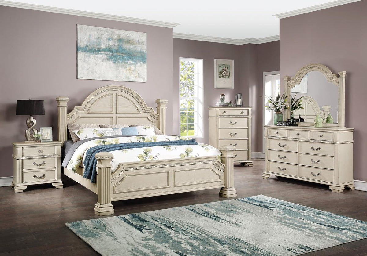 Furniture of America Pamphilos E.King Bed, Antique White