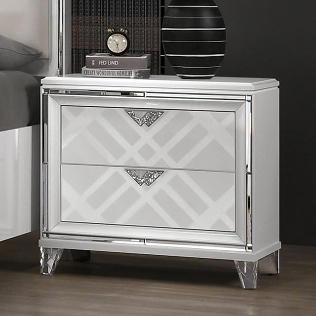 Furniture of America Emmeline Nightstand w/ USB, White