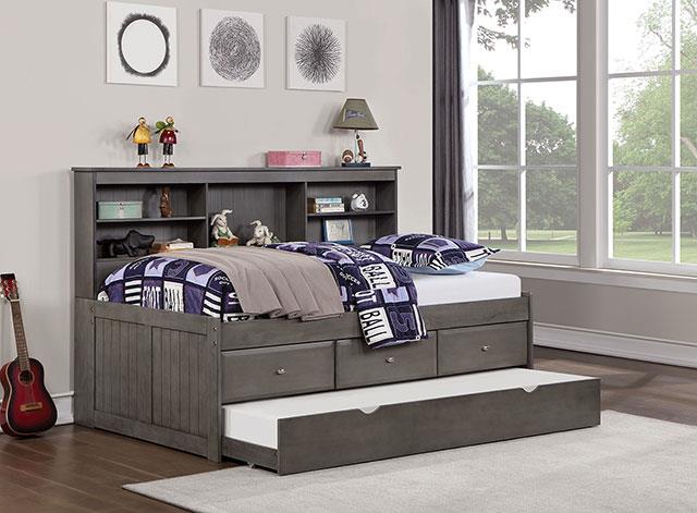 Furniture of America Tibalt Full DayBed w/ Trundle, Dark Gray