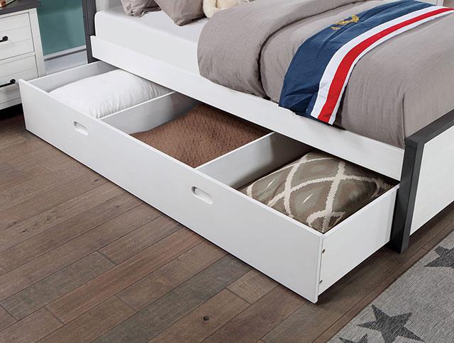 Furniture of America Priam Trundle/Drawers, White/Gray