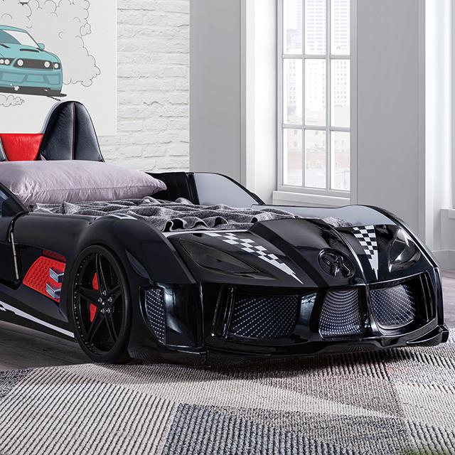Furniture of America Trackster Twin Car Bed, Black
