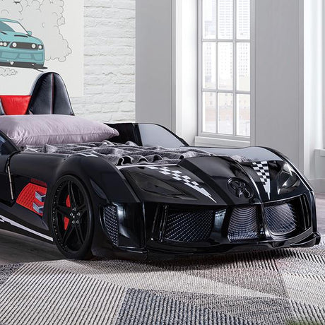 Furniture of America Trackster Twin Car Bed, Black