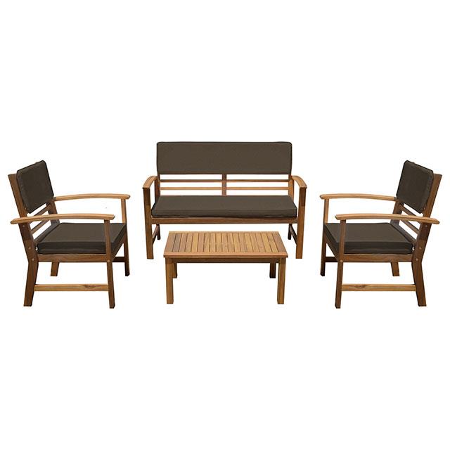 Furniture of America Hana 4 Pc. Patio Set, Brown/Natural