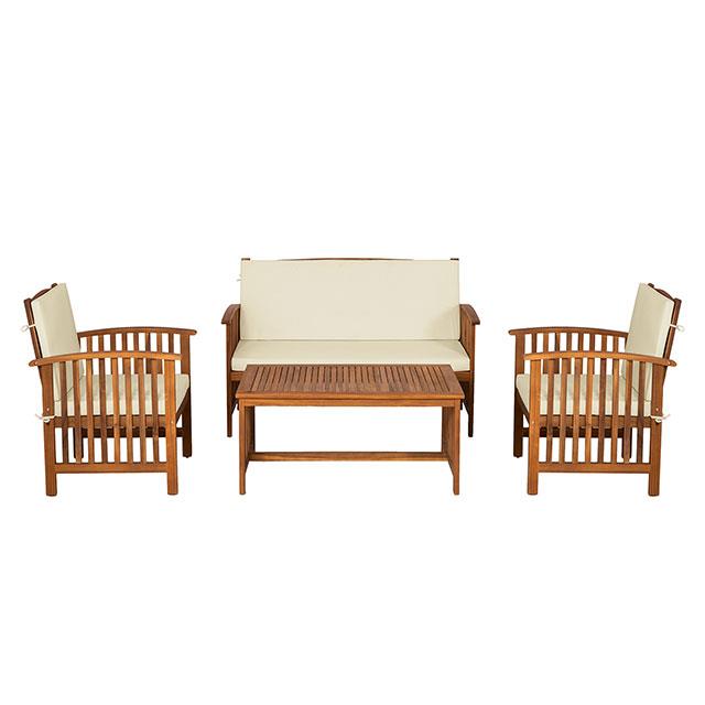 Furniture of America Kyushu 4 Pc. Patio Set, Beige/Natural