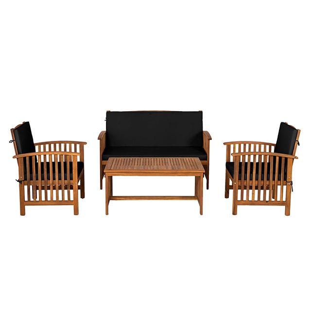 Furniture of America Kyushu 4 Pc. Patio Set, Black/Natural