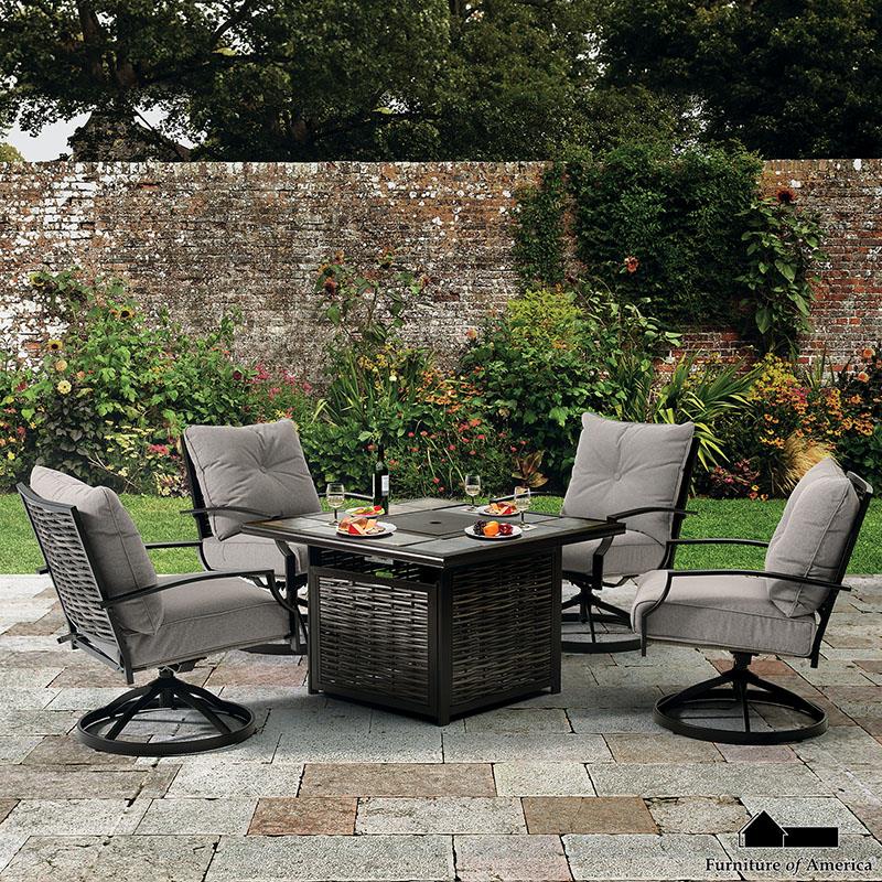 Furniture of America Segovia Fire Pit Table, Black/Gray