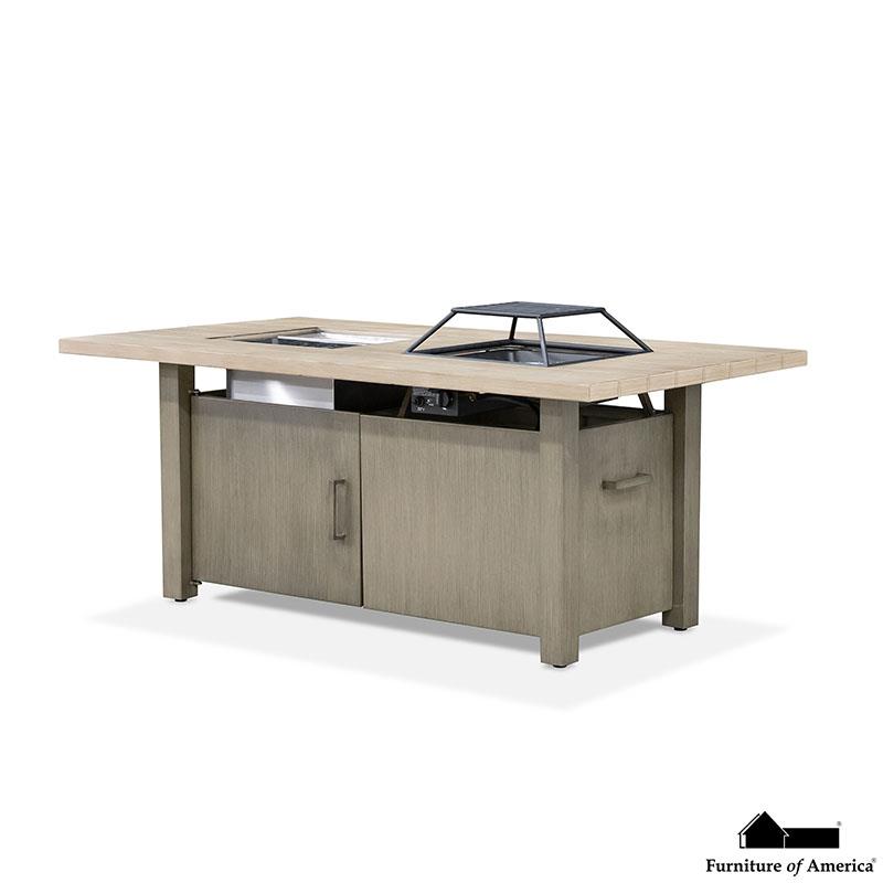 Furniture of America Bordeaux Dining Table w/ Fire Pit & Cooler