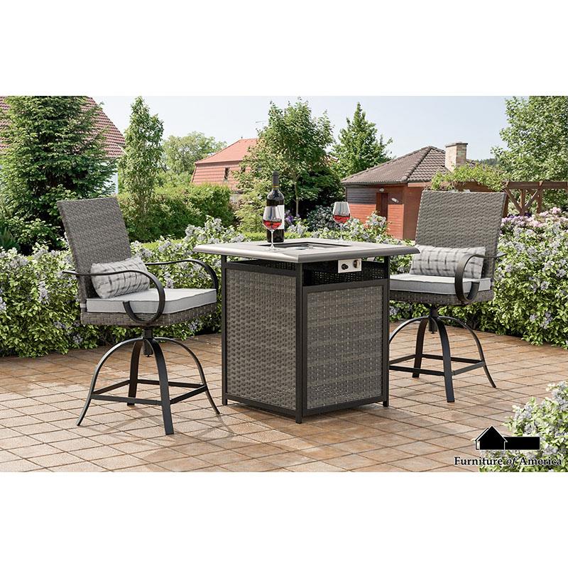 Furniture of America Arosa 3 Pc. Fire Pit Counter Ht. Set