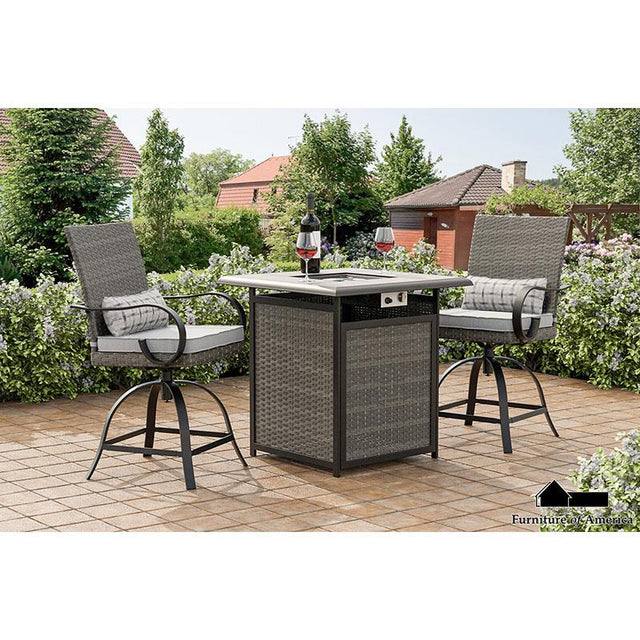 Furniture of America Arosa 3 Pc. Fire Pit Counter Ht. Set