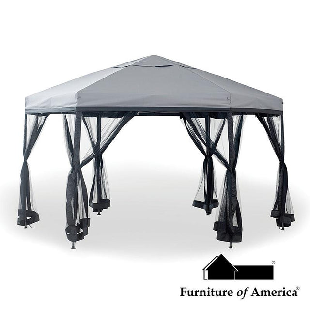 Furniture of America Arali HXZ Pop Up Gazebo, Gray