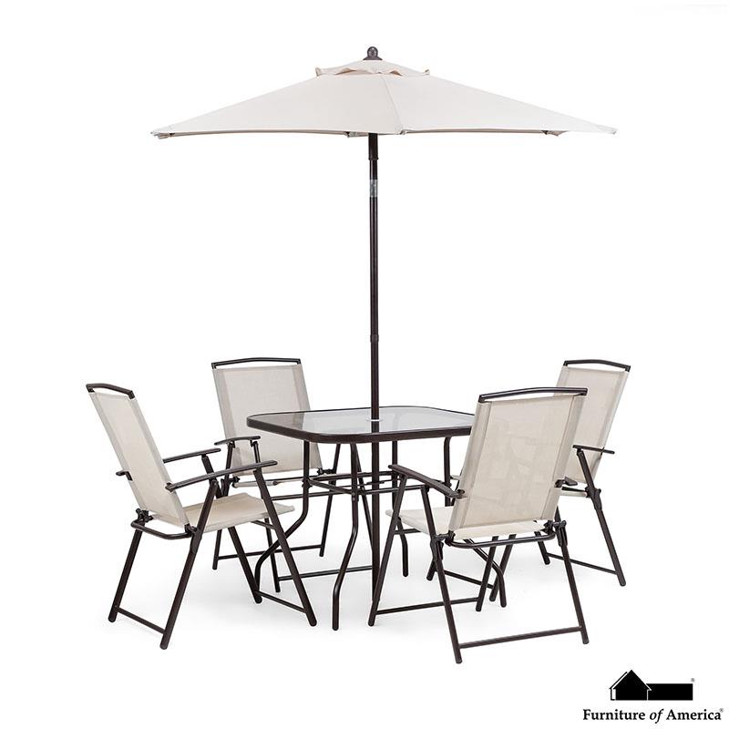 Furniture of America Fallone 6 Pc. Outdoor Dining Set, Beige