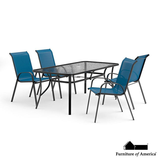 Furniture of America Pierro 5 Pc. Outdoor Dining Set, Blue