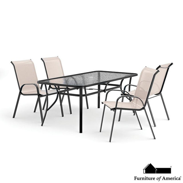 Furniture of America Pierro 5 Pc. Outdoor Dining Set, Beige