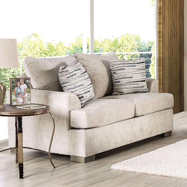 Furniture of America Leytonstone Loveseat, Cream