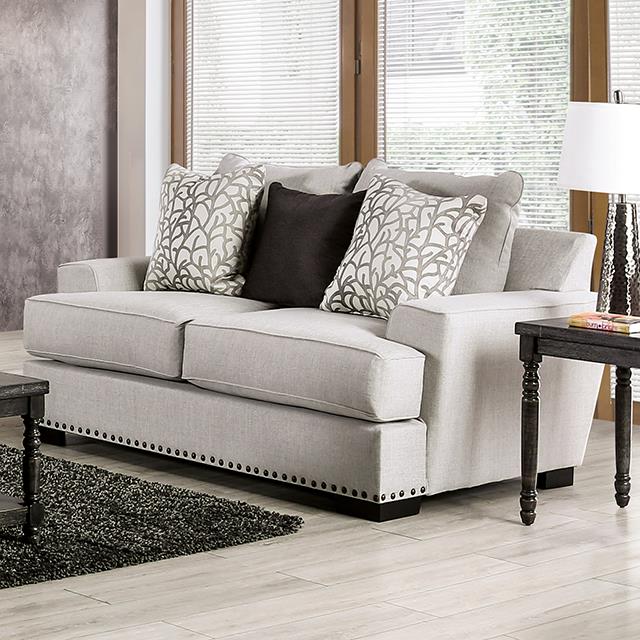 Furniture of America Picotee Loveseat, Light Gray/Black