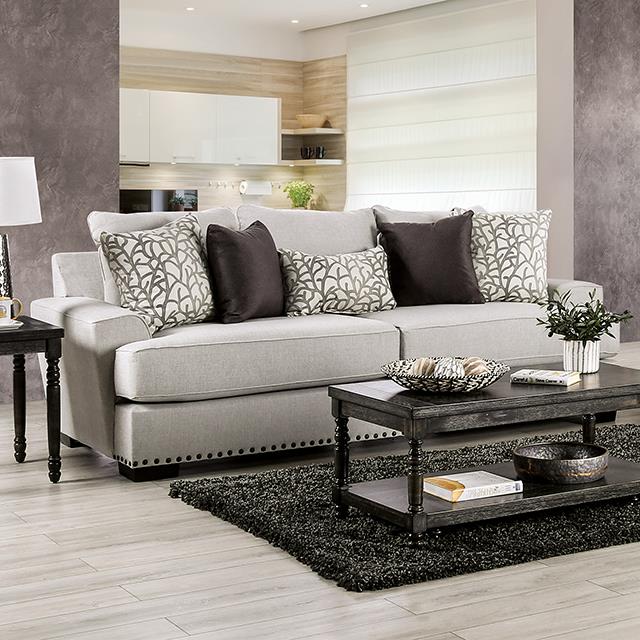Furniture of America Picotee Sofa, Light Gray/Black