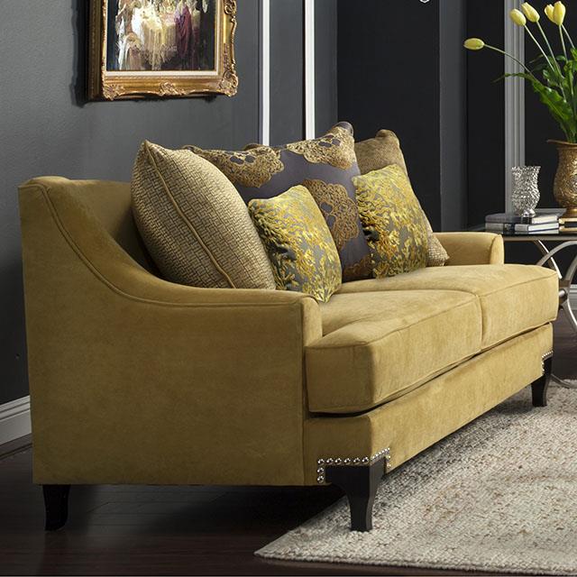 Furniture of America Viscontti Loveseat, Gold