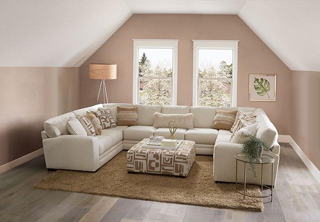 Furniture of America Carleton Sectional, Ivory/Tan